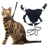 Tydrian Cat Harness and Leash Set, Escape Proof Adjustable Soft Pet Vest Harness for Walking, Breathable No Pull Kitten Harness for Small Medium Cats, Black