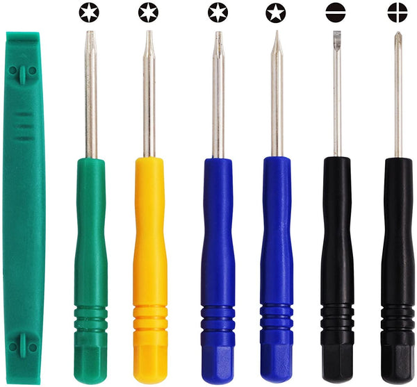 (TM) - 7 Tools (T8, T6, T5, T-, T+, Plastic & Pentalobe) Repair Kit Opening Tools for iPhone, iPad, GPS, Kindle, Nook, iPod, Watch Repair, Battery Replacement