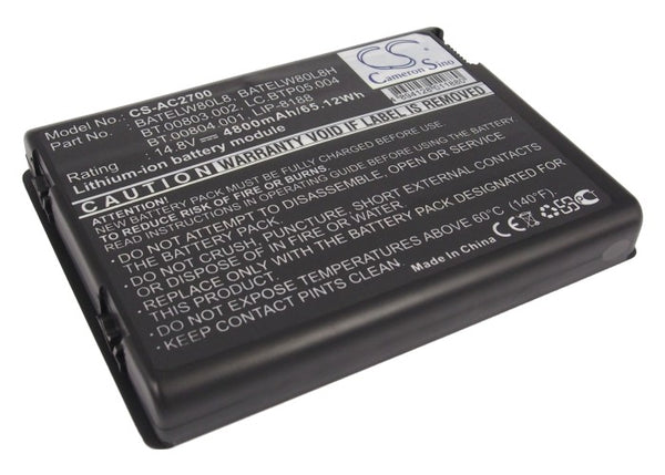 Battery for Acer Aspire 1670 TravelMat 2700 TravelMate 2200 BATELW80L8 BATELW80L8H