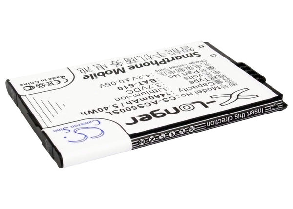 Battery for Acer Cloud Mobile CloudMobile S500 S500 BAT-610 BAT-610 (1/CP5/44/62) BT.0010S.006