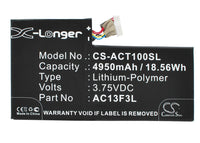 Battery for Acer A1-A810 Iconia Tab A1 Iconia Tab A1-810 W4-820P AC13F3L