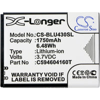 Battery for BLU D910A VIVO 4.3 C594604160T
