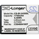 Battery for BLU D910A VIVO 4.3 C594604160T