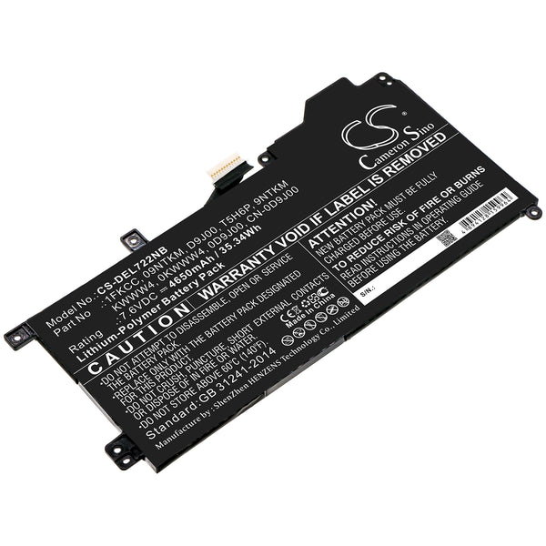 Battery for DELL Latitude 12 7200 Latitude 7200 2-in-1 09NTKM 0D9J00 0KWWW4 1FKCC 9NTKM CN-0D9J00 D9J00 KWWW4 T5H6P