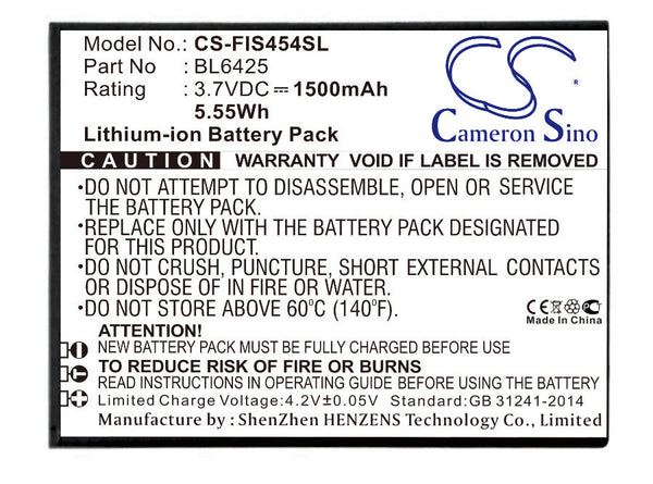 Battery for Fly FS454 Nimbus 8 BL6425