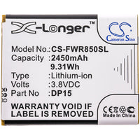 Battery for Franklin Wireless R850 DP15