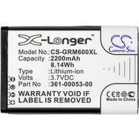 Battery for Garmin Alpha 100 handheld Montana 600 Montana 600T Montana 600t Camo Montana 650 Montana 650T Monterra 010-11599-00 010-11654-03 361-00053-00