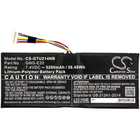 Battery for Getac GA-U2142-2117U U2142 U2142-2117U U2142-i3-3217U U2142-i3-3227U U2142-i5-3317U U2142-i5-3337U GNG-E20