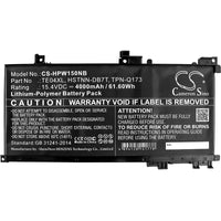 Battery for HP Omen 15-AX203NX Omen 15-AX204NA Omen 15-AX204NW Omen 15-AX205NA Omen 15-AX205NW Omen 15-AX206NA Omen 15-AX206NS Omen 15-AX207NA 15-AX033TX AX020TX HSTNN-DB7T TE04XL TPN-Q173