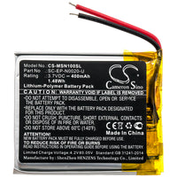 Battery for Monster Ncredible 1 Ncredible Ntune SC-EP-N0020-U