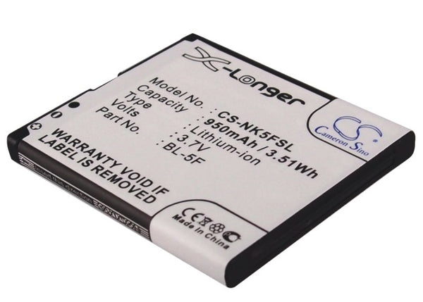 Battery for Nokia 6210 Navigator 6290 6710 Navigator C5-SCDMA E65 N93 N93i N-95 N96 X5 X5-01 X5-SCDMA BL-5F