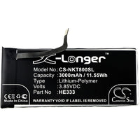 Battery for Nokia 8 Sirocco 8 Sirocco Global Dual SIM 8 Sirocco Global TD-LTE HMD Avatar HE333