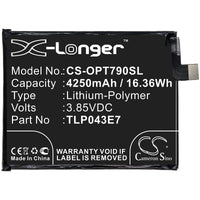 Battery for Alcatel T790H T790S T790W T790Y T790Z TLP043E7