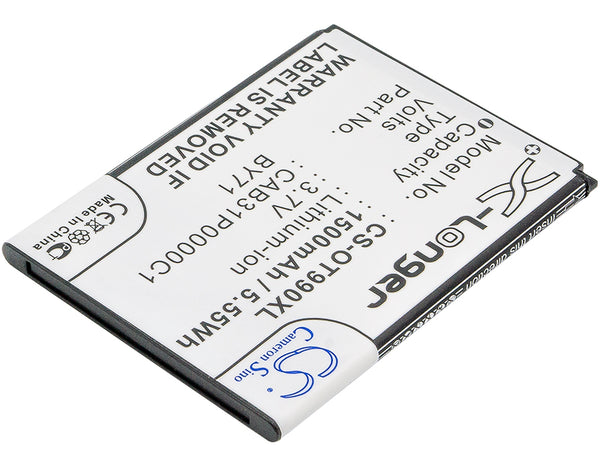 Battery for Alcatel One Touc POP C1 OT-4018A OT-990A One Touc POP OT-4018 OT-990 Chrome OT-4015X OT-990 Carbon OT-4007O OT-990 OT-4007E OT-985 OT-4007D BY71 CAB31P0000C1 CAB31P0001C1 TB-4T0058200