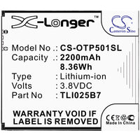 Battery for Alcatel 5011A A3 Plus TLI025B7