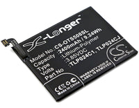 Battery for Alcatel 5046D 5046G 5046Y A3 A3 Dual Sim A3 LTE A3 LTE Dual Sim A30 One Touch A3 One Touch Shine Lite C2400007C2 CAC2400011C1 TLP024C1 TLP024C2 TLP024CC TLP024CJ