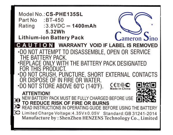 Battery for Philips E135x Xenium E135x AB1200CWMT
