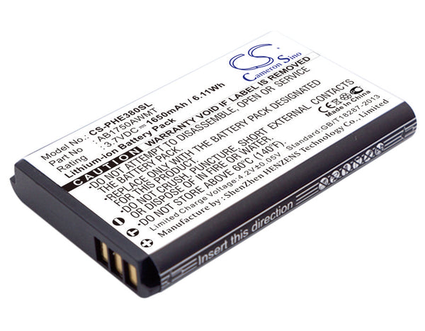 Battery for Philips E380 Xenium E380 AB1750AWMT