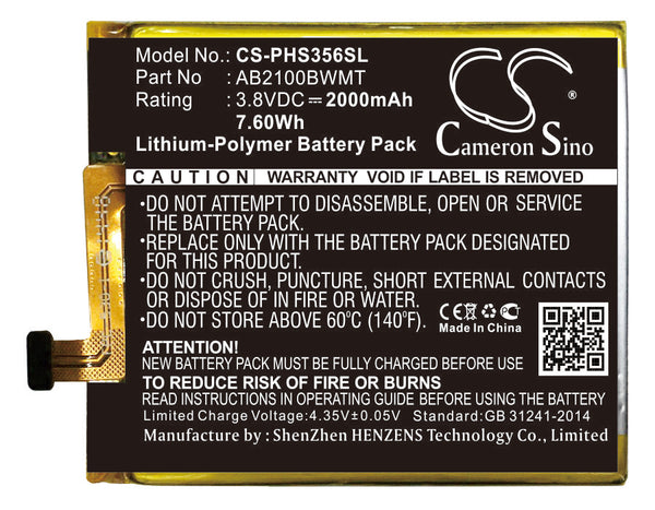 Battery for Philips Xenium S356t AB2100BWMT