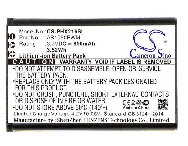 Battery for Philips Xenium X216 AB1050EWM