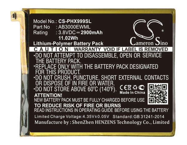 Battery for Philips I999 Xenium I999 AB3000EWML