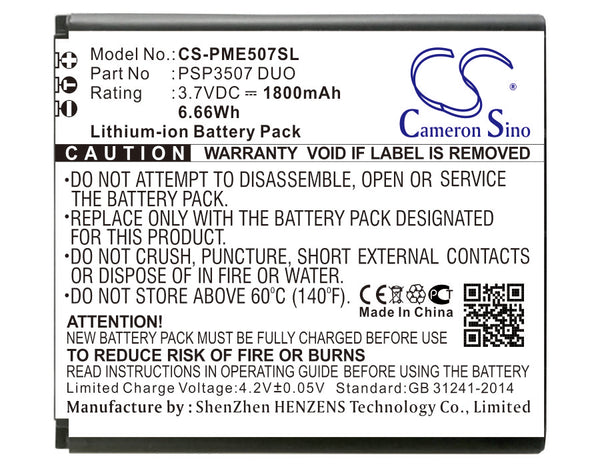 Battery for Prestigio MultiPhone PSP3507 DUO PSP3507 DUO PSP3507 DUO
