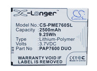 Battery for Prestigio MultiPhone 7600 Duo PAP7600 DUO