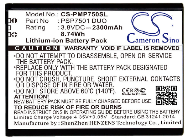 Battery for Prestigio PSP7501 DUO PSP7501 DUO