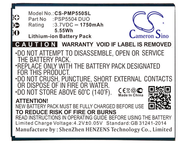 Battery for Prestigio MultiPhone 5505 DUO PSP5505 Duo