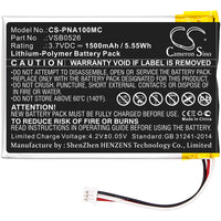 Battery for Panasonic HX-A100 HX-A100-H HX-A1M HX-A500 HX-A500-D HX-A500-H VSB0526