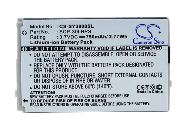 Battery for Sanyo 3800 Katana 6750 Katana Eclipse 6760 Incognito Eclipse Incognito Katana Eclipse X Katana LX SCP-3800 SCP-6750 SCP-6760 SCP-30LBPS