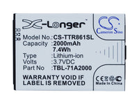 Battery for TP-Link M5250 ver 1.0 M5350 M7200 M7200 ver 1.0 M7300 M7350 Ver 5 M7350 Ver 5.1 TL-M5350 TL-M7300 TL-TR761 TL-TR861 TBL-71A2000