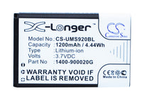 Battery for Unitech MS920 1400-900020G