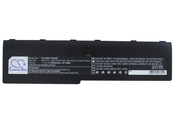 Battery for Masterpiece 2030 26660 1630 DVD Schwarz Per4mance Per4mance 2540 2534 Blau Per4mance 2440 217046411 EM-420C10S EM-420C9 EMC31J EM-G730L2 LIPX036 LIPX050 LIPXO36 LT-BA-GN732 LT-BA-GN733