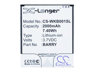 Battery for Wiko Barry Barry Dual SIM BARRY