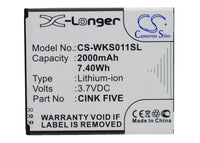 Battery for Wiko Cink Five Darknight N300 N350 Stairway CINK FIVE STAIRWAY