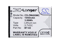 Battery for Zoom 247-9036 Q4 Q4 Handy Video Recorder BT-02