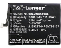 Battery for ZTE Nubia Z11 Mini S NX549J Z11 Mini S Dual SIM Z11 Mini S Dual SIM TD-LTE Li3929T44P6h796137