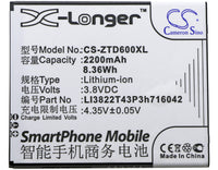 Battery for ZTE Blade D6 Blade D6 Dual SIM D6 Dual SIM TD-LTE LI3822T43P3h716042