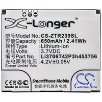 Battery for ZTE R239 Li3706T42P3h453756